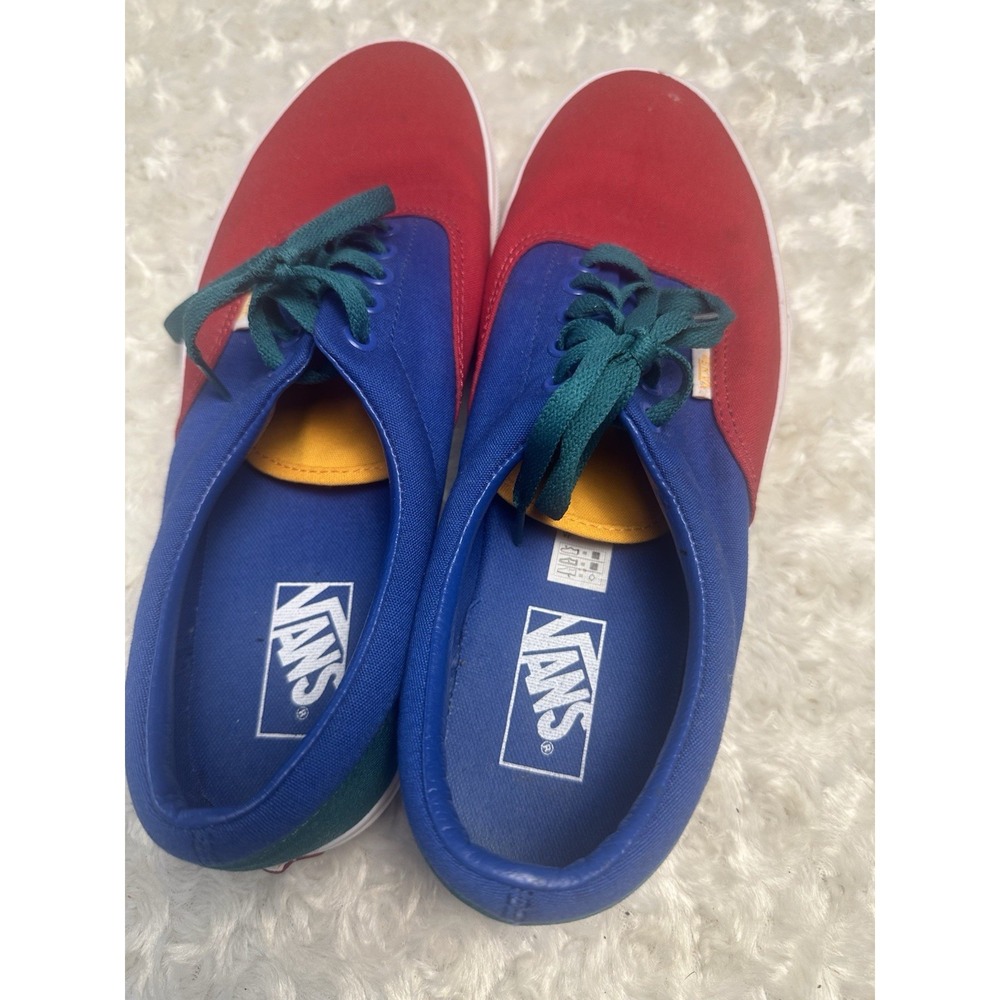 VANS Men's Low Top Lace-Up Sneakers Colorblock Red/Blue/Green Rubber Sole